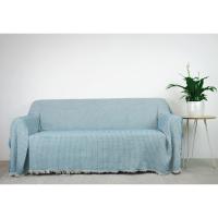 Colcha multiuso 85% algodón reciclado 15% poliéster diseño cuadritos azul cielo. - details 0