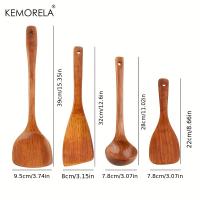 Juego De 4 Cucharas De Madera Con Mango Largo Espátula Para Arroz Y Sopa Cuchara De Cocina Ecológica Para La Cocina Del Hogar - details 2