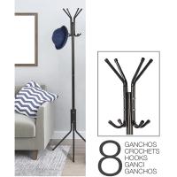 Perchero Metálico, 45x38x173cm, Perchero de Pie de Estilo Minimalista, Blanco / Negro Soporte para Colgar Abrigos Sombreros Bolsos, con 8 Ganchos, para Oficina, Hogar - details 5