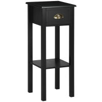 HOMCOM Mesa Auxiliar Estilo Moderno Mesita Auxiliar con Cajón y Estante de Almacenamiento Mesita de Noche para Sala de Estar Dormitorio 30x30x75 cm - details 0