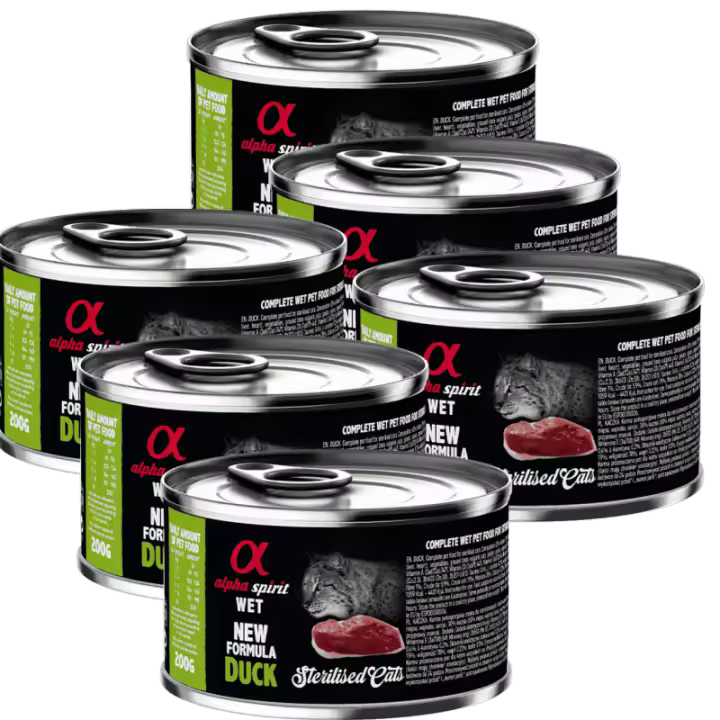 Alpha Spirit Alimento Húmedo para Gatos Esterilizados sabor Pato – Latas de 100 g y 200 g | 100% Natural y Sin Cereales - 1