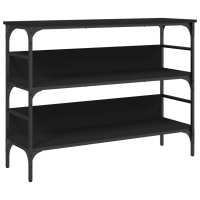 vidaXL Mesa consola madera de ingeniería 100x32x75 cm Negro, Roble Sonoma, Roble ahumado Mesa de sofá Mesa de Entrada para Salón Consola de Entrada Mueble Recibidor Mesita Mesa auxiliar Salon - details 3