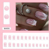 Kit De Uñas Postizas Con Diseño Geométrico Y Estampado De Océano Azul 24 Piezas Uñas Falsas Cortas De ABS Para Arte De Uñas - details 7