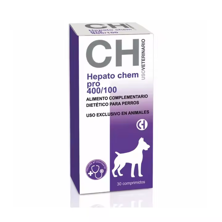 Hepato Chem Pro 400/100 30 comprimidos suplemento hepático para perros de razas grandes Chemical Ibérica - 1