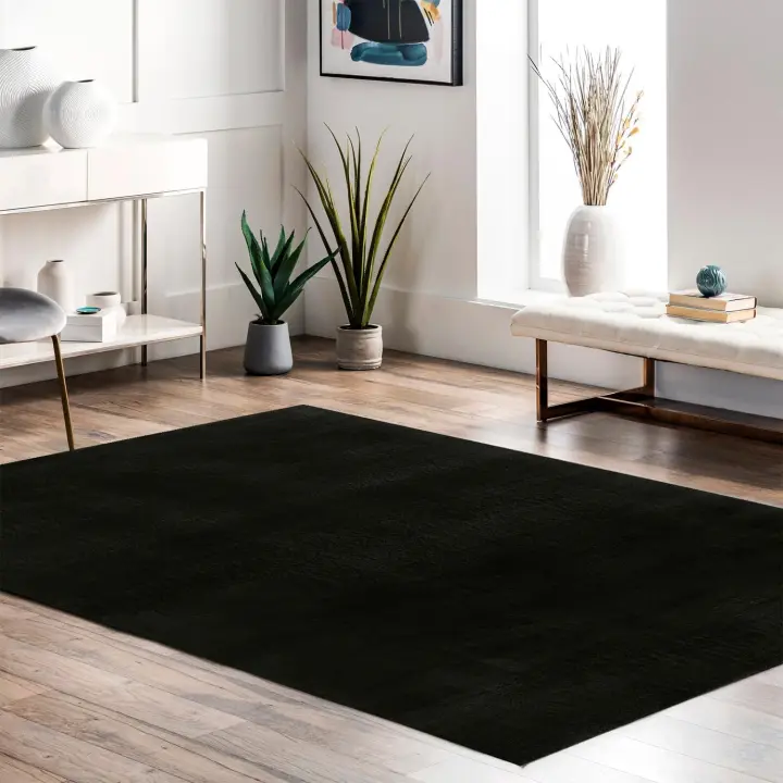RUGURA Alfombra de Salón, Pasillo y Habitación Lavable Antideslizante Pelo Corto y Suave de color Burdeos 60x100cm - 1