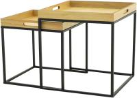 ARISE SHOP-Conjunto de 2 Mesitas Auxiliares de Madera. Set Mesas Nido para Café Cuadradas de Metal para Decoración en Salón, Dormitorio y Oficina.40 x 40 x 42 cm / 36 x 36 x 36 cm - details 0
