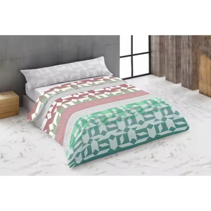 Hosteline - Juego de funda nórdica Hosteline TRIPOLI Verde Cama de 150 2 Piezas - 1
