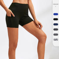 Pantalones cortos de Yoga de cintura alta para mujer, pantalones cortos ajustados de secado rápido elásticos para Fitness, pantalones cortos de longitud 3/4 con bolsillos, ropa deportiva - details 1