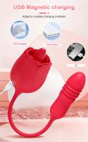 Juguete Sexual Para Mujeres Rose-Toy Dildo Vibrador Con Estimulador De Clítoris Y Lengua Licking Sucker De Silicona Médica - details 5