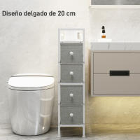 HOMCOM Cómoda con 4 Cajones de Tela, Cómoda para Dormitorio Estrecha con Marco de Acero, Cajonera para Espacios Pequeños, Sala de Estar, Vestidor, Baño - details 3