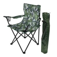 Conjunto de 2 Sillas Plegables para Camping y Playa con Reposabrazos y Portavasos Hojas Verdes- Resistente y Cómoda - 50x50x80cm - details 2