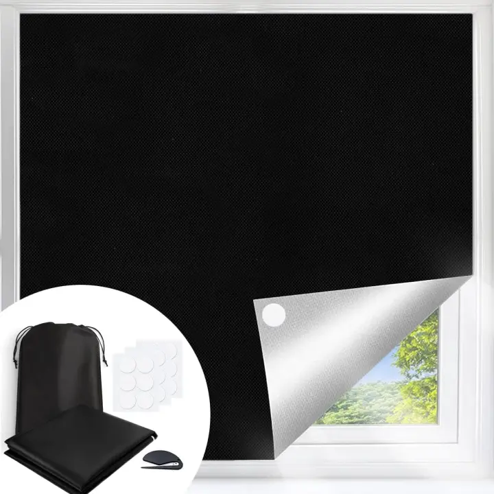 Estor opaco 100 % de 145 x 250 cm, estor opaco portátil con cinta nano 30X, estor opaco adhesivo para ventanas, se adapta a cualquier tamaño y forma, opaco temporal - 1