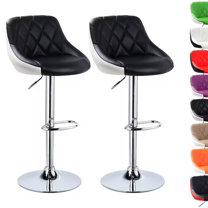 Aqrau - Taburete de Bar con Respaldo Cromado, Ajuste de Altura - 1