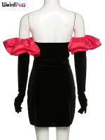 Vestido De Veludo Sin Espalda Para Mujer Con Guantes Nublados Bodycon Elástico Romántico Francesa Para Fiesta De Cumpleaños Vacaciones Streetwear - details 9