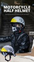 Casco De Motocicleta Retro Medio Cara Con Parabrisas Y Visores HD Para Hombres Y Mujeres Capaz De Ciclismo Y Scooter Material ABS Peso 900g - details 1