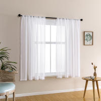 Cortinas Cortas Y Transparentes Para Cocina Y Dormitorio Valance Tules Cortinas De Encaje Bordado Blanco Voile Decoración Del Hogar - details 2