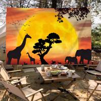 Bandeera Africana De Escena De Atardecer En Pradera Hecha De Poliéster Impresión Creativa Bandera Colgante Para Decoración Interior Y Exterior - details 4
