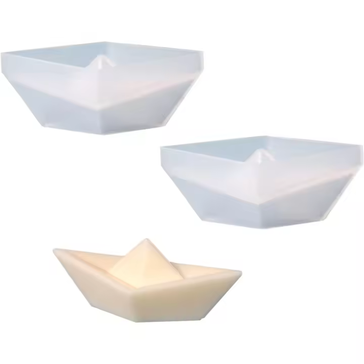 2 piezas de molde de vela de barco de papel, molde de silicona de barco de origami 3D, molde de jabón transparente, molde reutilizable, utilizado para jabón, fabricación de velas (30 * 86 mm) - 1