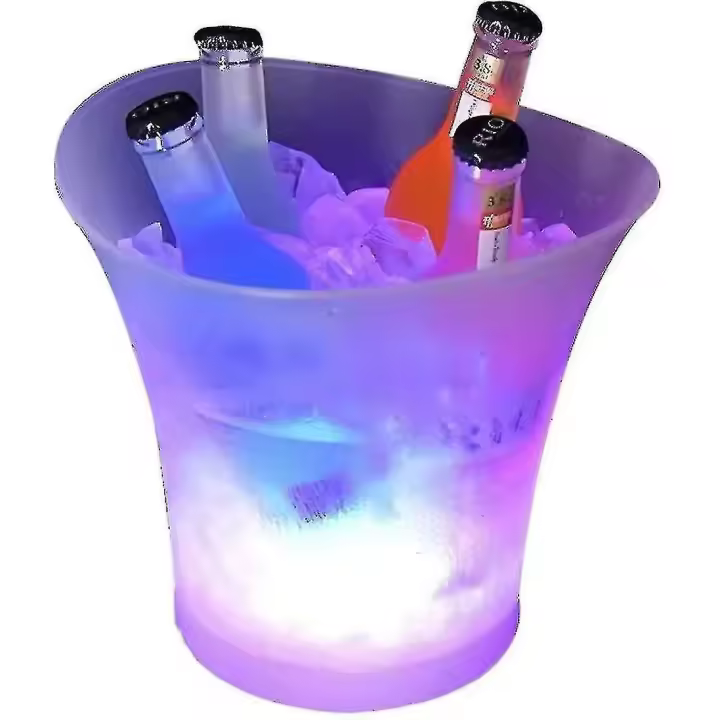 Cubo de hielo LED, enfriador de botellas de gran capacidad de 5 l - Enfriador de champán - Enfriador de vino - Enfriador de bebidas - Enfriador LED impermeable con cambio de color, para parte - 1
