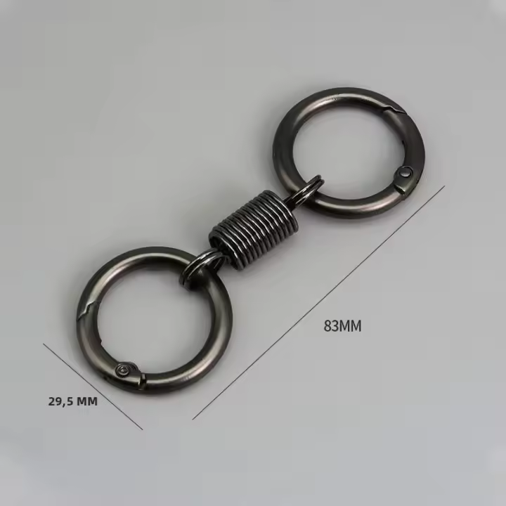 Llavero De Doble Bobina De Primavera Con Anillo Y Hebilla Para Coche Gancho De Escalada Antipérdida Accesorios Para Llaveros Regalo - 1