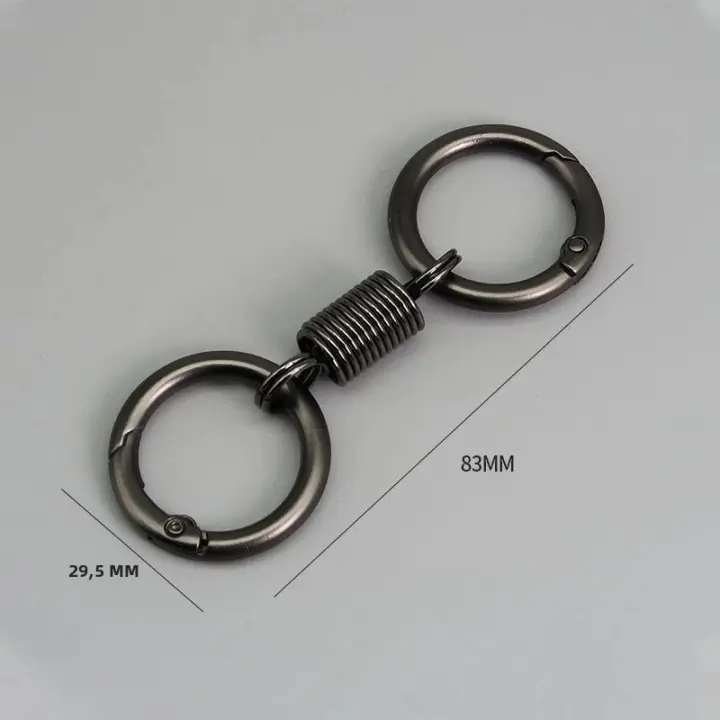Llavero De Doble Bobina De Primavera Con Anillo Y Hebilla Para Coche Gancho De Escalada Antipérdida Accesorios Para Llaveros Regalo - 1