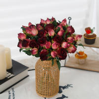 Vaso De Rosa Retro Con Borde Quemado Para Decoración De Hogar Y Bodas Flores Artificiales Para Regalo De Navidad Arreglo Floral DIY Para Jardín - details 3