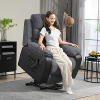 HOMCOM Sillón Relax Reclinable Eléctrico Sillón Levanta Personas con Mando a Distancia Puerto USB Reposapiés y Bolsillos Laterales Sillón Elevador para Salón Dormitorio Gris Oscuro - details 1