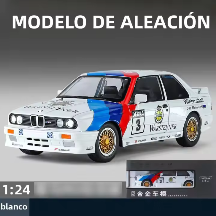 Modelo De Coche BMW M3 De Aleación 1:24 Con Sonido Y Luz Vehículo De Retroceso Juguete De Decoración Para Niños Regalos Simulación Alta Diecast Metal - 1