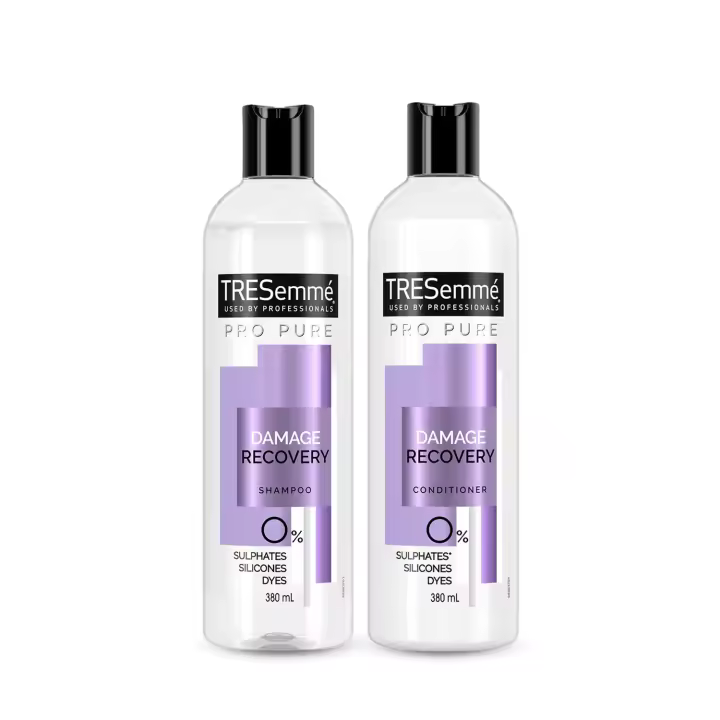 TRESemmé Pack Pro Pure Reparación Champú + Acondicionador 380ml para pelo seco o dañado, protege y repara - 1