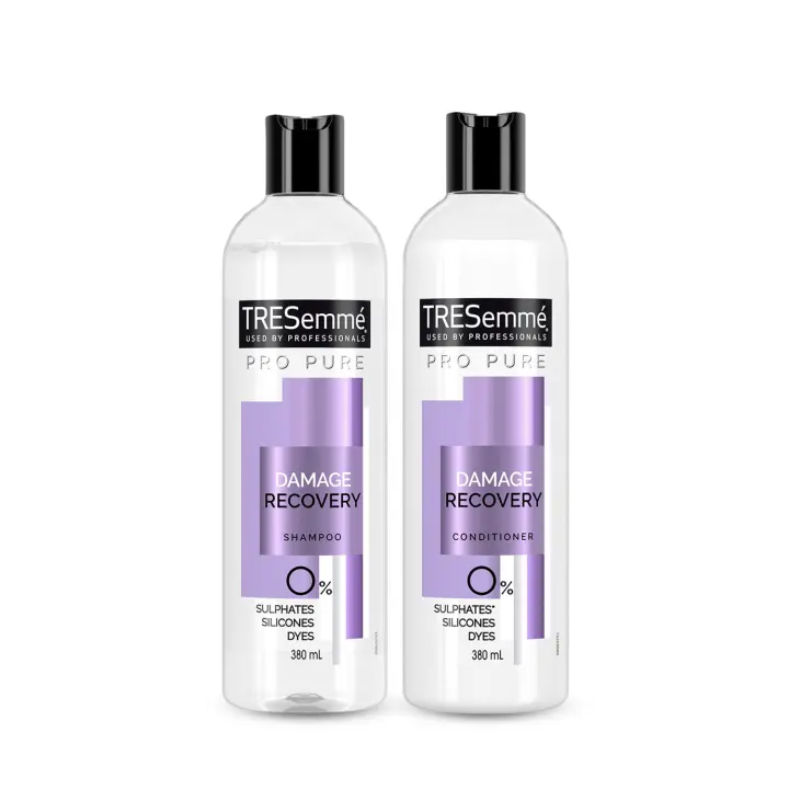 TRESemmé Pack Pro Pure Reparación Champú + Acondicionador 380ml para pelo seco o dañado, protege y repara - 1