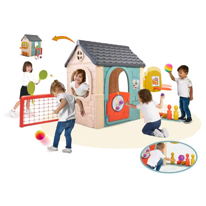 FEBER - Casual 6 Activities House, Casa con 6 Actividades de Juego, Accesorios Incluidos para los Juegos, Colores Resistentes a la Luz Solar, Montaje Fácil, A partir de 3 años, Famosa (FEH23000) - 1