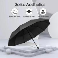 Parasol Automático Resistente Al Viento Para Hombres Y Mujeres Con Capa Negra Anti-UV Plegable 3 Veces Para Protección Contra Lluvia Y Sol 8 Viles Lujo - details 2