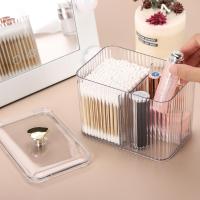 Contenedor Organizador De Baño Con 3 Secciones Para Algodones Y Tapones De Cera Transparente Almacenamiento De Cosméticos Jarra Para Algodones Y Tapones - details 6