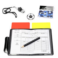 Kit De Cartas Rojas Y Amarillas Para Fútbol Con Manguito Para Capitán De Equipo Silbato Moneda Bolsa De Cuero Lápiz Y Papel - details 2
