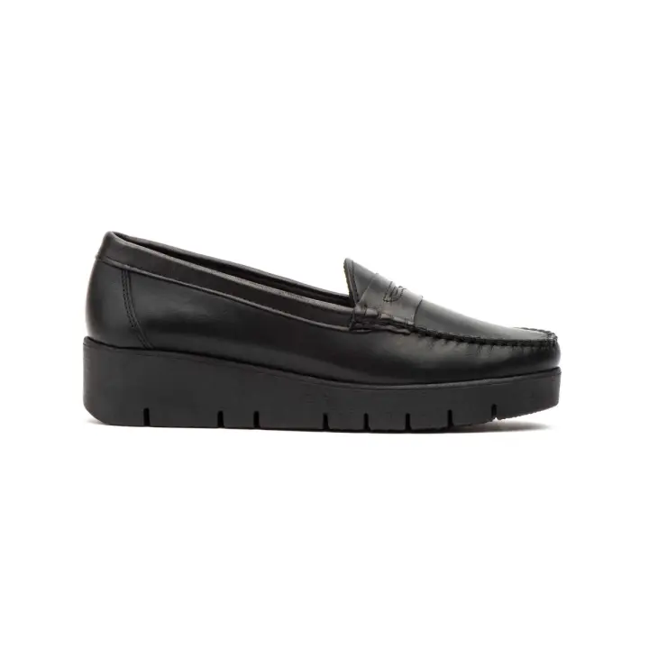 Mocasines de piel negros con cuña Piel Microfibra transpirable y termoreguladora Piel - 1