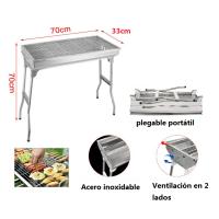 Maxia Market - Barbacoa de Carbón Acero Inoxidable Plegable portátil 73x33x71 cm, Una Sensación Comoda, Estetico y Resistente, Facil de Limpiar - details 1