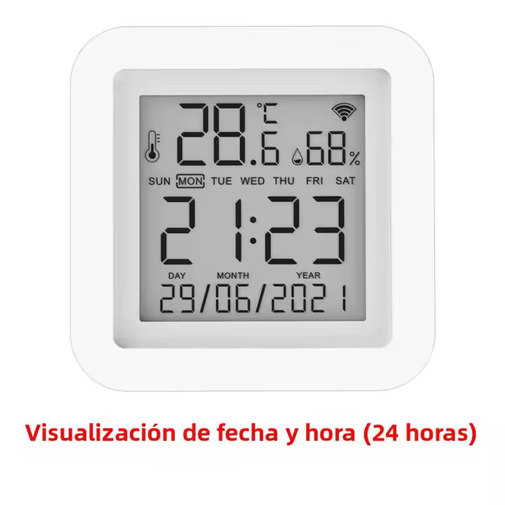 Sensor De Temperatura Y Humedad WIFI Tuya Para Hogar Inteligente Compatibilidad Con Alexa Y Google Assistant Medidor De Temperatura Y Humedad Preciso Rango 0℃~60℃ Y 0% RH~99% RH - 1