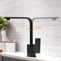 Negro grifo de la cocina 360 caño giratorio elegante grifo de la cocina caliente y fría grifo del fregadero de la cocina - details 2