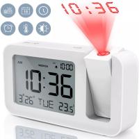 Reloj De Alarma Digital Proyectable Recargable LED USB Para Oficina Y Dormitorio Estilo Moderno Con Calendario Para Mesita De Noche - details 4