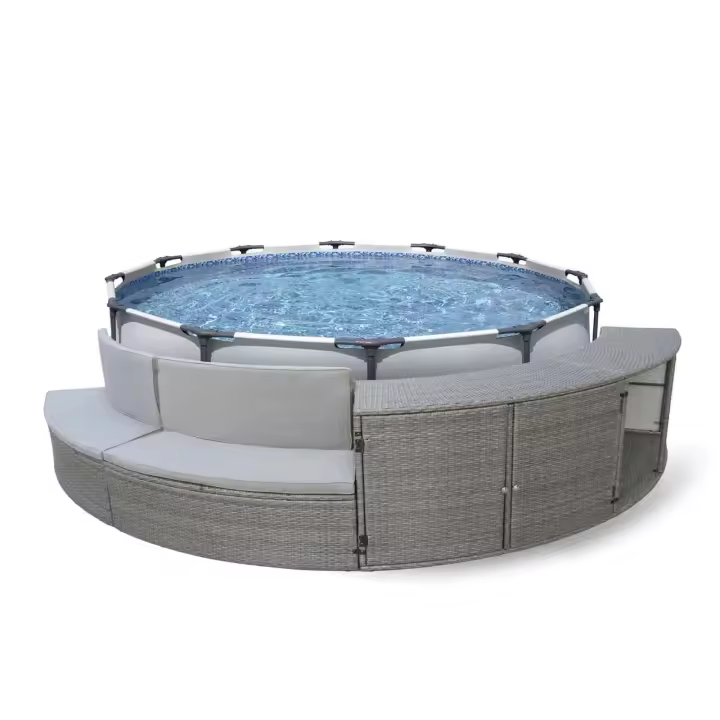K2O Piscina Desmontable Tubular Bestway Steel Pro Max 305x100 cm con Escalera y Depuradora Cartucho 1.249 l/h + Revestimiento para Piscina  K2O  Half Surround 306 306x40x70 cm Set - 1
