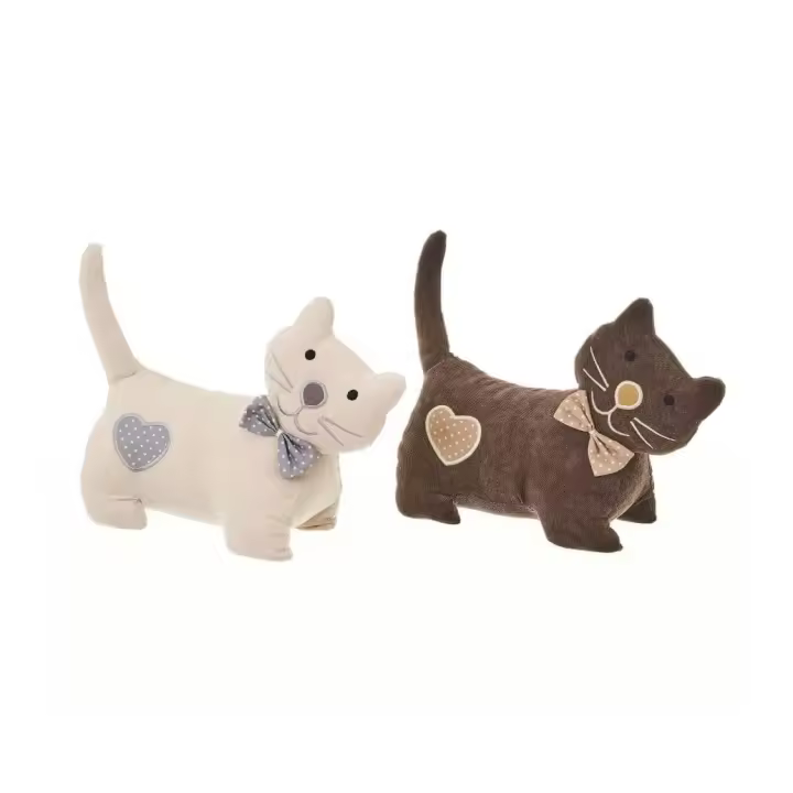Unimasa Tope de Puerta Gato de Tela y Arena Beige y Marrón 27x11x21 Cm - Diseño Animal - 1