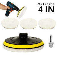 5Pcs Disco De Pulido De Lana De 4 Pulgadas Con Flocado Y Enchufe Para Mezclador Eléctrico Disco De Pulido De Abrásivo Tipo De Material De Pulido - details 0