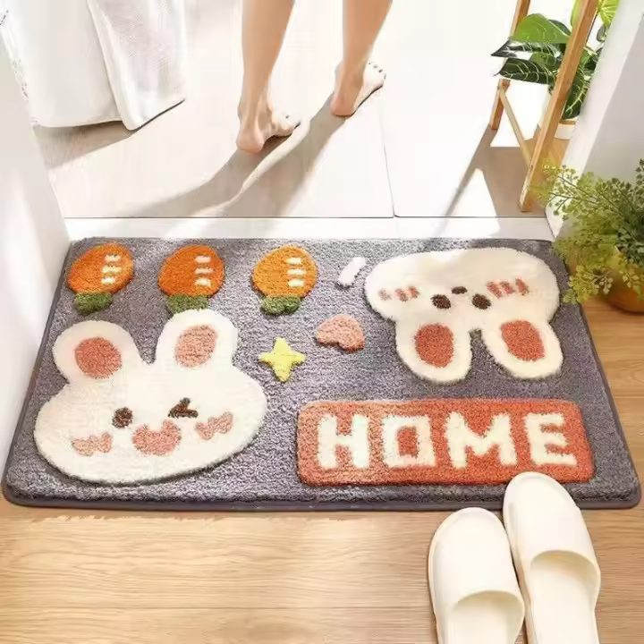 VIKAMA Alfombra De Bano De Imitación De Cashmere Cartoon Absorbente Y Resistente a La Suciedad Para Puerta De Dormitorio Y Vestíbulo - 1