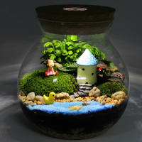 Pequeño Terrario De Moss Artificial Para Acuario De Peces En Vaso De Vidrio Blanco Micro Paisaje Para Decoración De Oficina - details 6