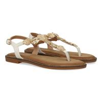 PuntoSalao Sandalias planas cómodas diseño brillante para mujer color blanco TF5552 - details 0
