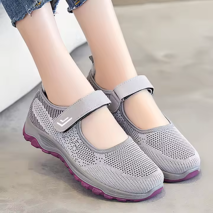 Zapatos Casuales Para Mujer Transpirables De Malla Suave Antideslizantes Ligeros Con Velcro Para Caminar Correr Diario Todas Las Estaciones Zapato Versátil - 1