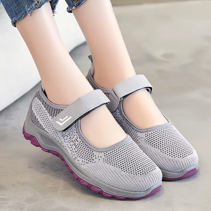 Zapatos Casuales Para Mujer Transpirables De Malla Suave Antideslizantes Ligeros Con Velcro Para Caminar Correr Diario Todas Las Estaciones Zapato Versátil - 1