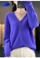 Suéter De Punto De Lana Merino 100% Para Mujer Cuello V Otoño Invierno Estilo Coreano Versátil Moda Oficina Regular Cierre Único Manga Larga - details 23