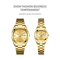 Reloj De Pulsera De Acero Inoxidable Para Hombres Y Mujeres Reloj De Cuarzo Moda Impermeable Con Calendario Reloj De Mano Dorada Lujo Resistente Al Choque - details 1
