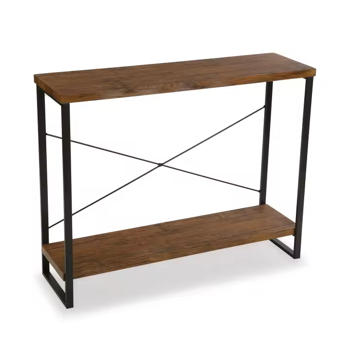 Versa Taline Mueble Recibidor Estrecho para la Entrada o el Pasillo, Mesa Consola, , Medidas (Al x L x An) 80 x 30 x 100 cm, Madera y Metal, Color Negro - 1
